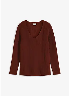 Ribbet genser i ren bomull, bonprix