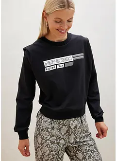 Cropped sweatshirt med Wording, bonprix