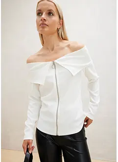 Off shoulder-topp med glidelås, bonprix