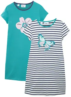 Nattkjole i 100% bomull med korte ermer (2-pack), bonprix