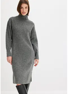 Strikket kjole med splitt, bonprix