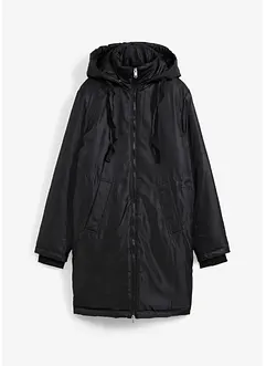 Vattert parkas med avtakbar hette og justerbar midje, bonprix