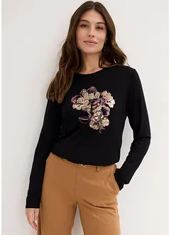 Langermet topp med paljetter, bonprix