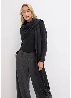 Strikket jakke av superfin merinoull med frynser, bonprix