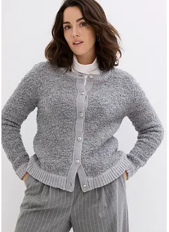 Kort bouclé-cardigan i ull, bonprix