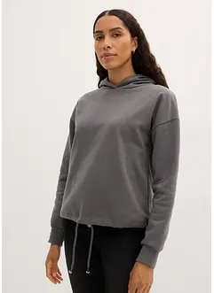 Sweatshirt med hette og snøring i nederkant, bonprix