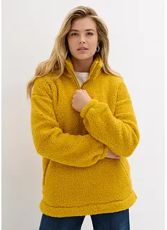 Oversized fleecegenser med høy kant i halsen og lommer, bonprix