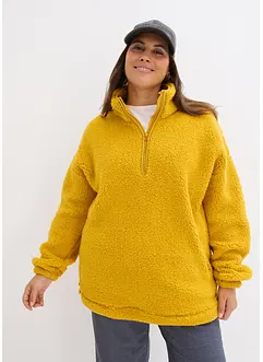 Oversized fleecegenser med ståkrage og lommer, bonprix