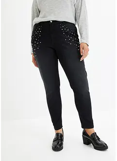 Skinny jeans med perle-applikasjon, bonprix