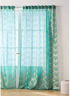 Gardin med glansprint og resirkulert polyester (1-pack), bonprix