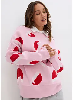 Oversized, finstrikket genser med rund hals, bonprix