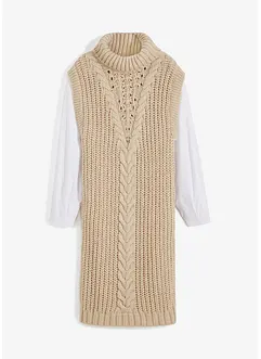 Strikkekjole med bluse-innfelling, bonprix
