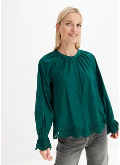 Bluse med blonde i nederkant, bonprix