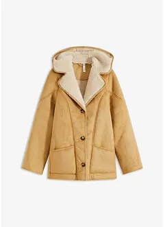 Shearling-jakke med hette, bonprix