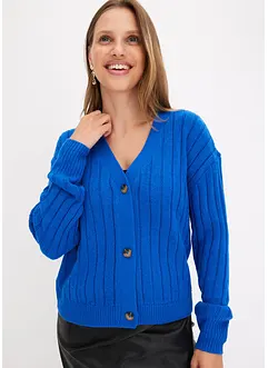 Kort ribbestrikket cardigan, bonprix