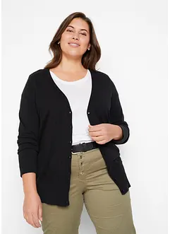 Basic finstrikket cardigan med knappestolpe, bonprix
