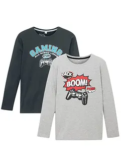 Langermet topp i økologisk bomull (2-pack), bonprix