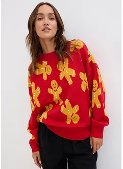 Oversized, finstrikket genser med rund hals, bonprix