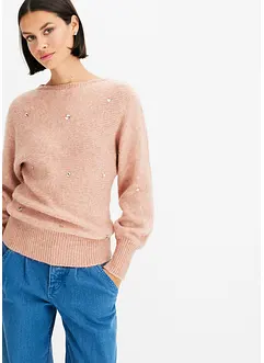 Genser med store strasstener, bonprix