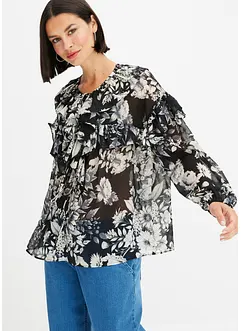 Bluse med volanger, bonprix