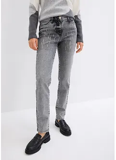 Jeans med stretch og strasstener, bonprix