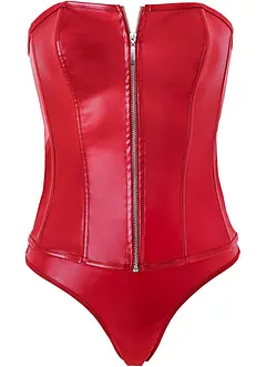 Korsett + stringtruse i imitert skinn (2-delt sett), bonprix