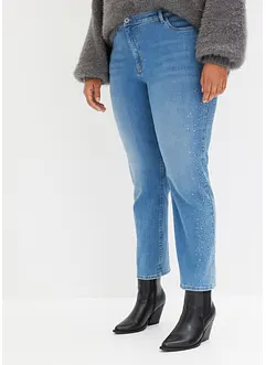 Straight-jeans med strasspynt, bonprix