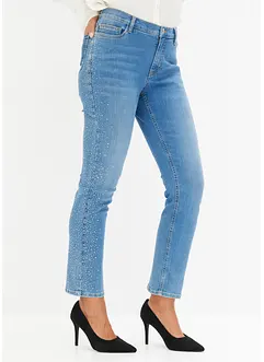 Straight-jeans med strasspynt, bonprix