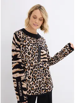 Genser med leopard-print, bonprix