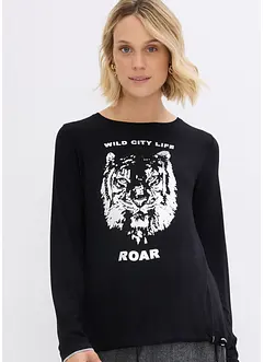 Langermet topp med tiger-print, bonprix