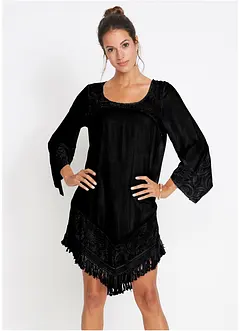 Strandtunika i viskose med blonder, bonprix