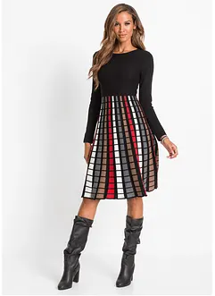 Strikket kjole med rutemønster, bonprix