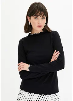 Langermet topp i ribbet materiale, bonprix