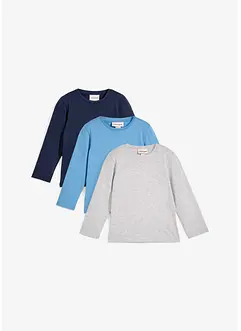 Langermet topp med økologisk bomull (3-pack), bonprix