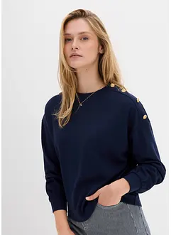 Sweatshirt med knapper, bonprix