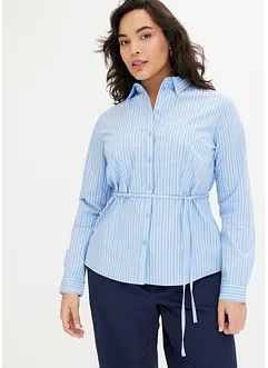 Bluse med stripemønster og smalt knytebelte, bonprix