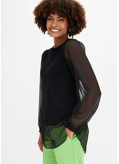 Genser med ermer i chiffon, bonprix