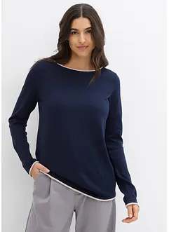 Finstrikket genser med båthals, bonprix