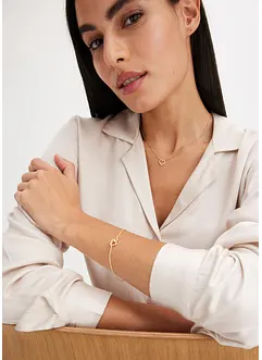 Kjede og armbånd med glasstener (2-delt sett), bonprix