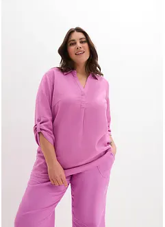 Bluse med 3/4-lang arm og lin, bonprix