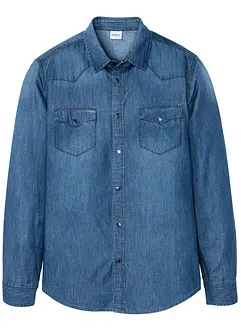 Langermet jeansskjorte i ren bomull, Slim Fit, bonprix
