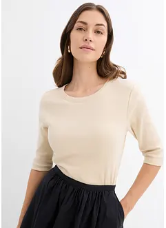 Ribbestrikket topp med økologisk bomull (2-pack), bonprix