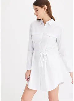 Stripete skjortekjole i poplin, bonprix