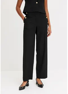 Bukse med vide ben og dekorative knapper, bonprix