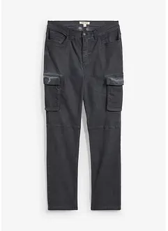 Cargobukse med stretch i vasket look, Straight, bonprix