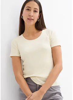 Topp i ribbemateriale i økologisk bomull (2-pack), bonprix
