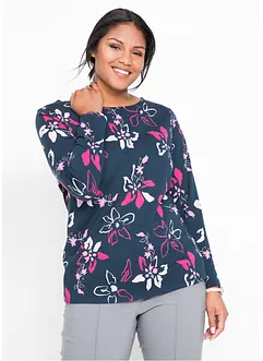 Langermet topp med blomstertrykk, bonprix