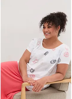 T-skjorte med print og rund hals av økologisk bomull, bonprix