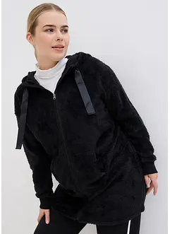 Loungewear langermet fleece-kosejakke med hette, bonprix