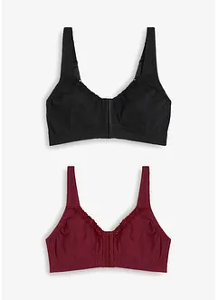 BH uten bøyle med lukning foran og bomull (2-pack), bonprix